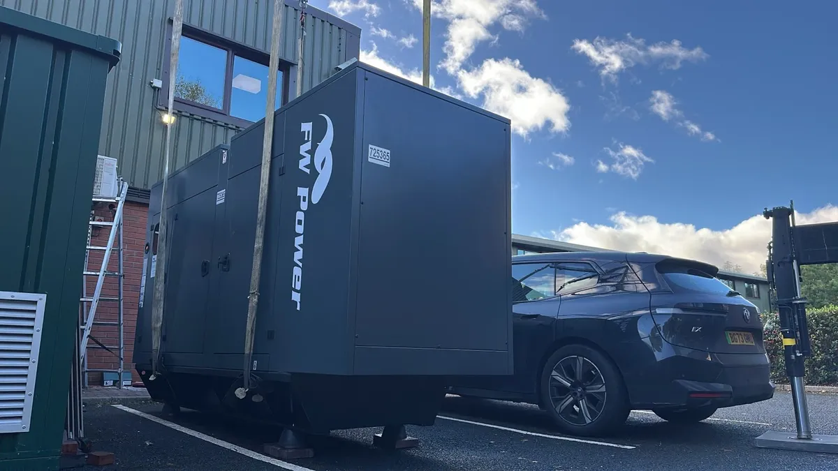Blackwell B220 standby diesel generator in its final position at a Worcestershire site