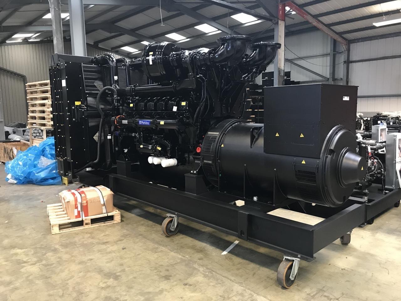 Perkins diesel engine coupled to an alternator during generator assembly